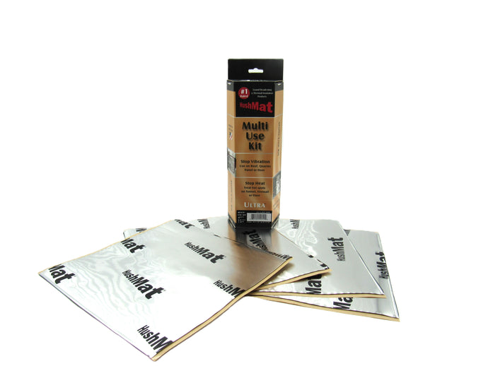 HushMat Thermal Insulating Multi Use Kit includes four 12 in x 11 in sheets of Ultra with Silver Foil 3.7 Sq. Ft. stops engine and exhaust heat from entering your vehicle.