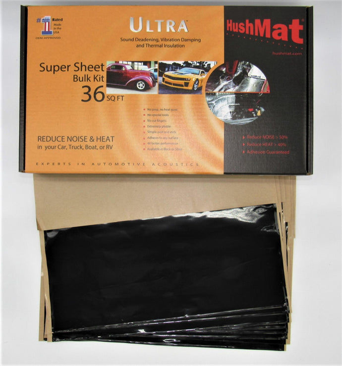 Super Bulk Kit has 9 sheets of 18 in x 32 in Ultra with Black Foil. Total 36 sq ft.