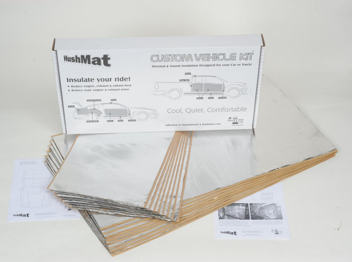 Hushmat Complete Year, Make and Model Vehicle Insulation kit covers 100 percent of the area of your vehicles firewall, floor, doors, roof and trunk. HushMat has determined the exact amount of material required for your vehicle.