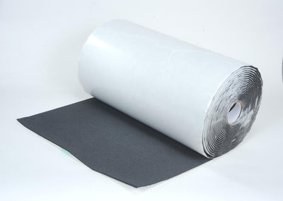 Silencer Megabond one quarter inch Sound & Thermal Insulating foam One 24 in. x 50 ft. Bulk Roll with HushMat Pressure Sensitive Adhesive  Great for multiple vehicle builds   apply to back of door panels and back of headliner.