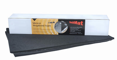 Silencer Megabond Foam has 2 sheets of 23x36 in 1/2 in thick. Total 11.5 sqft.