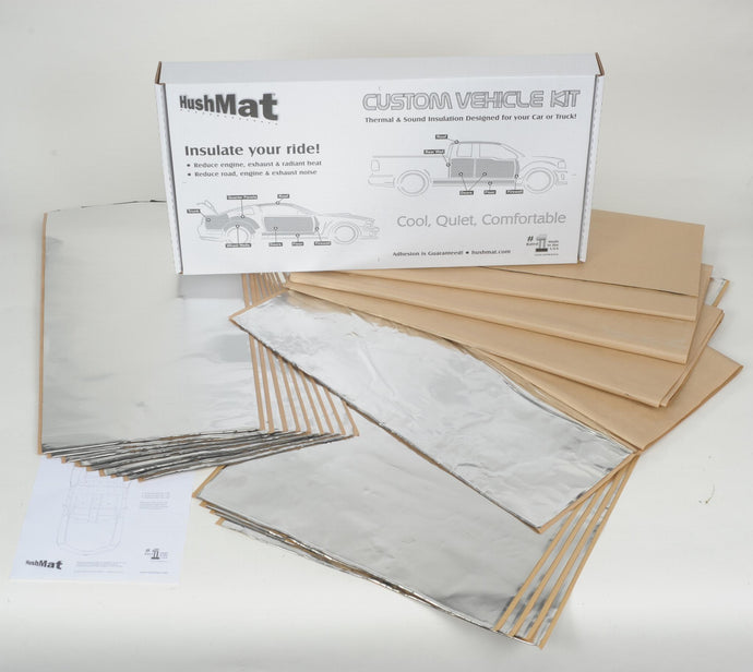Hushmat Complete Year, Make and Model Vehicle Insulation kit covers 100 percent of the area of your vehicles firewall, floor, doors, roof and trunk. HushMat has determined the exact amount of material required for your vehicle.