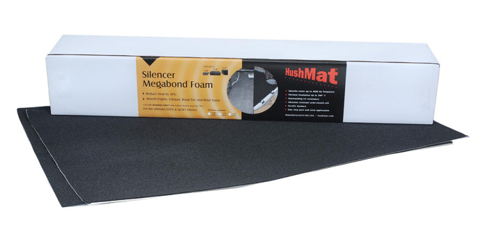 Silencer Megabond Foam has 2 sheets of  23x36 in.1/8 in thick. Total 11.5 sqft.
