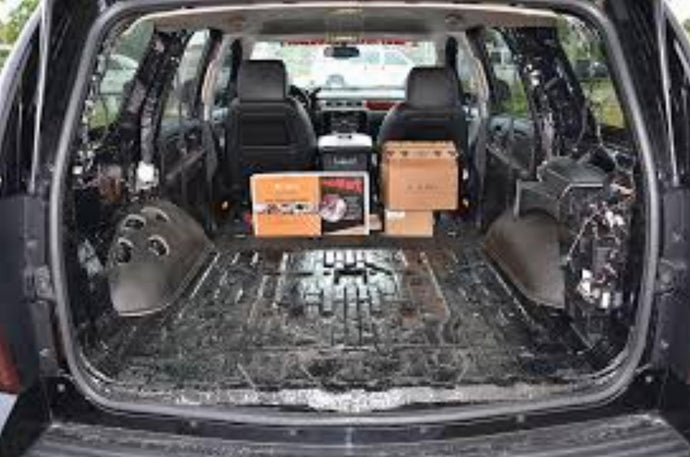 Hushmat Custom Vehicle Sound Deadening and Thermal Insulation Cargo Kit treats the floor and side walls of the cargo area from the rear seat to back of the vehicle.